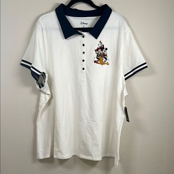 torrid Tops - Disney White Polo Shirt with Embroidered Characters